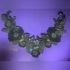 Black Sequin Floral Embellishment